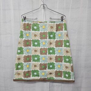 Boden A-Line Skirt with Green, Brown, and Yellow Floral Pattern.  US Size 8